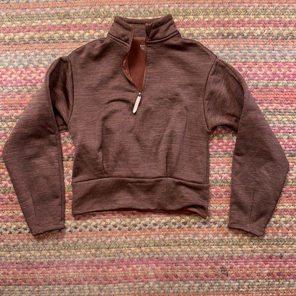 ATHLETA MARLED BURNT ORANGE FLEECE LINED QUARTER ZIP PULLOVER